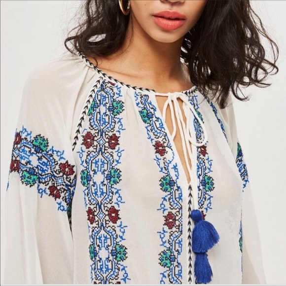 Topshop embroidered boho style crop top - Picture 1 of 5